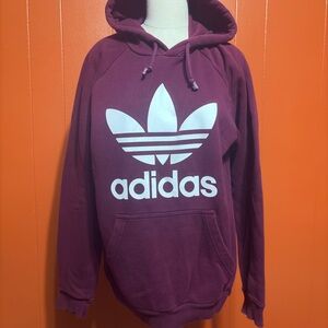 adidas Maroon Crewneck Hoodie with White Trefoil Sweatshirt